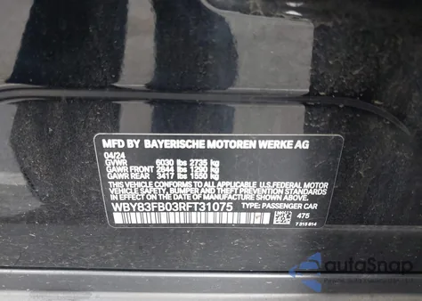 2024 BMW I4 xDrive40 из США, поврежденный, VIN WBY83FB03RFT31075